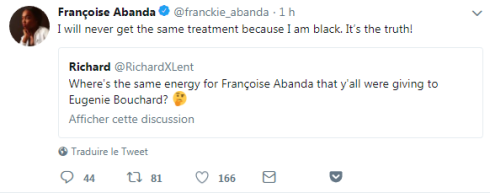 Tweet de Françoise Abanda