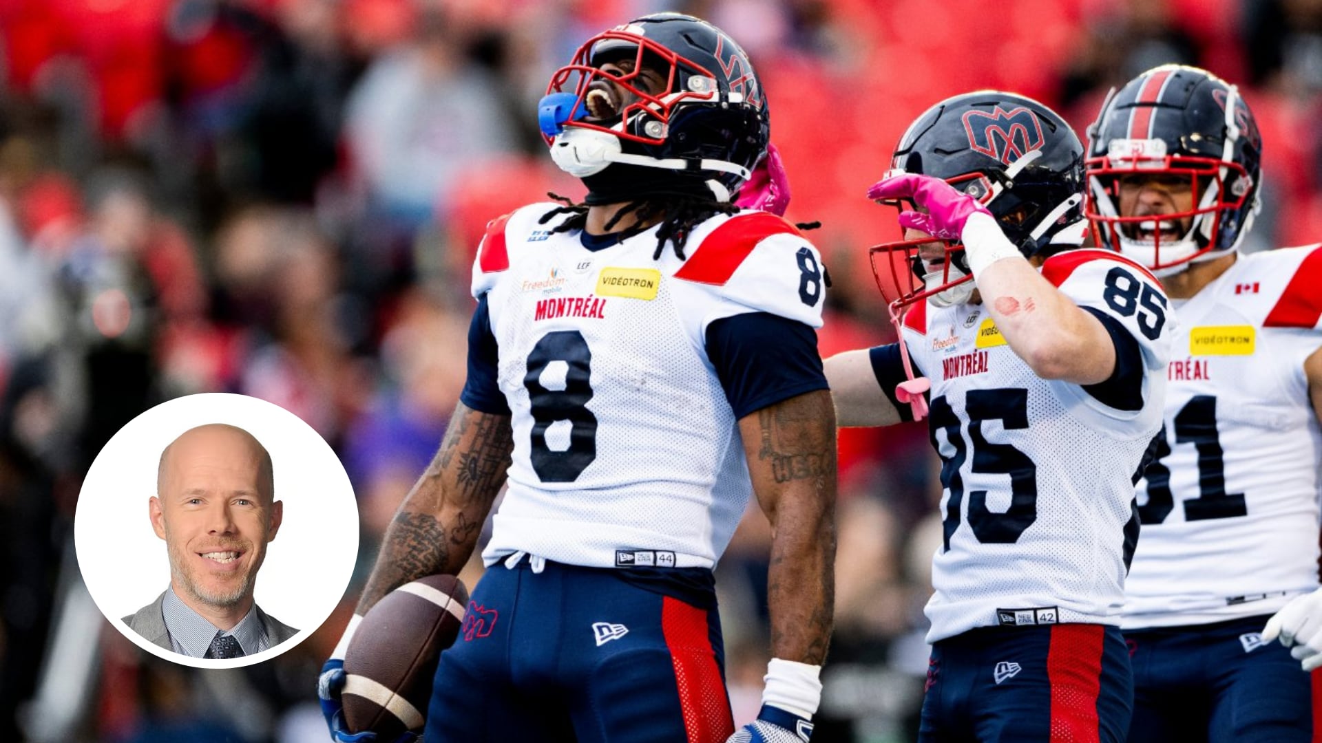 La ligne offensive des Alouettes.