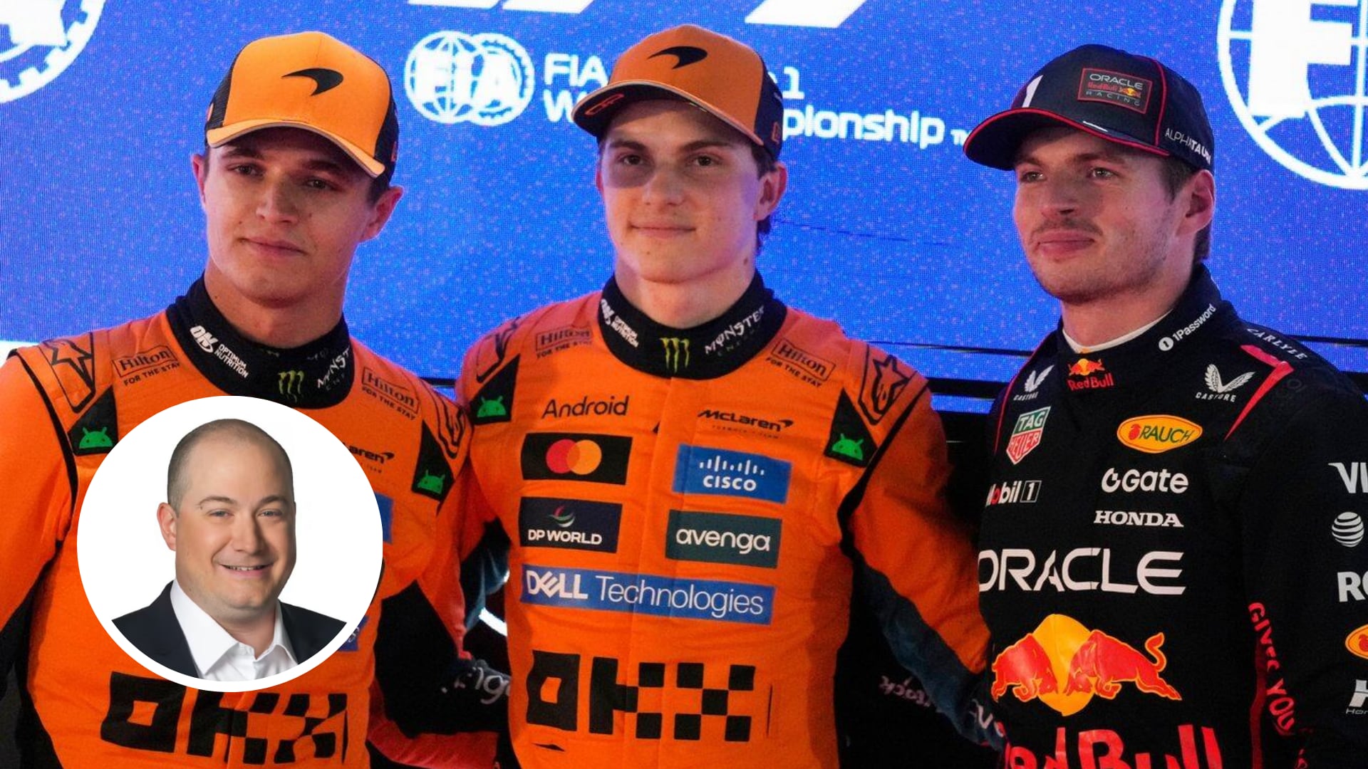 (De gauche à droite) - Lando Norris, Oscar Piastri et Max Verstappen