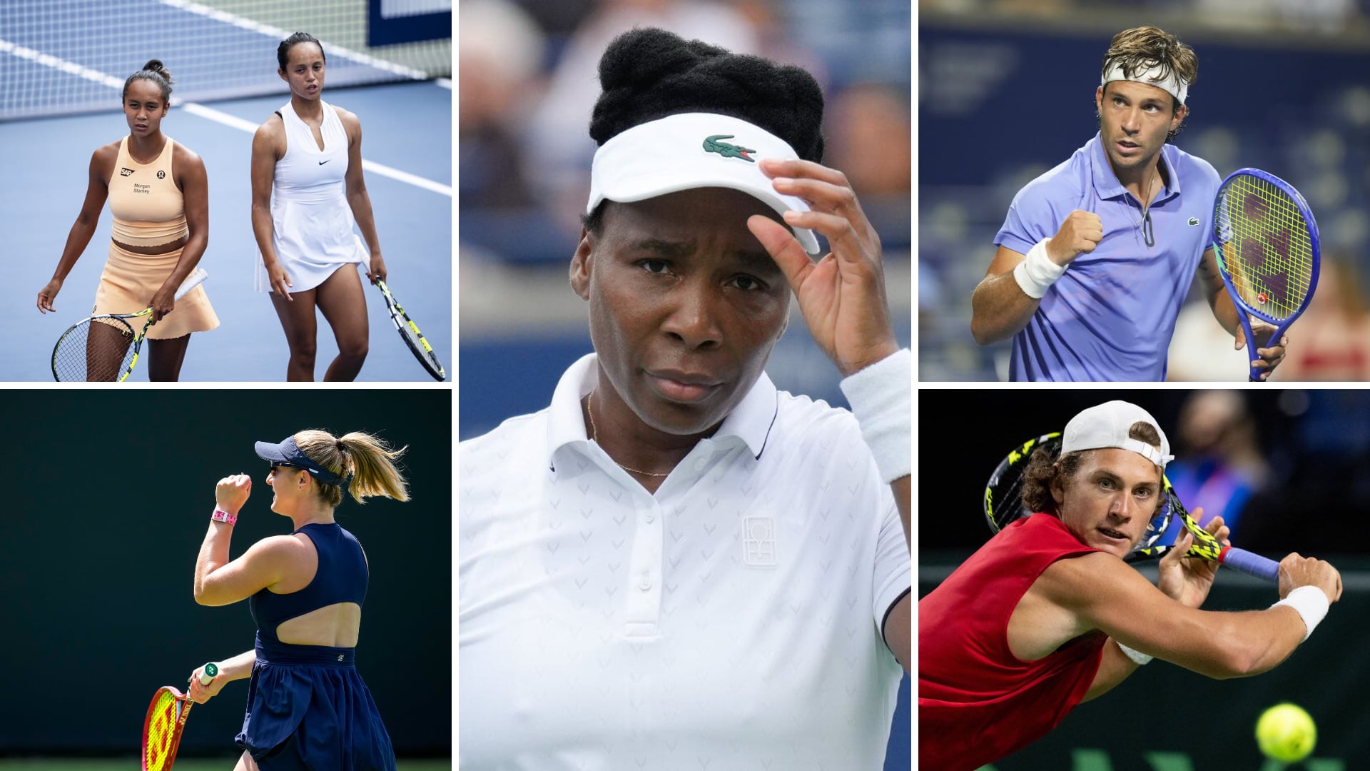 Bianca Jolie Fernandez, Leylah-Annie Fernandez, Gabriela Dabrowski, Venus Williams, Alexis Galarneau et Liam Draxl